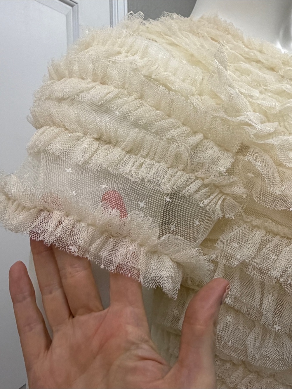 Needle & Thread Cream Ruffled Tulle Tiered Maxi Dress NWT - Size 14 (shortened) - Picture 3 of 16